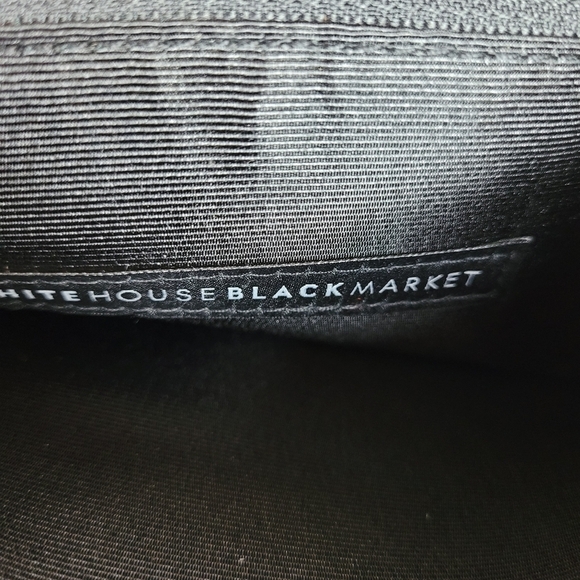 White House Black Market moody black floral flat clutch rose gold metal studs - Picture 9 of 10